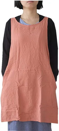 Vista 12 de Delantal de algodón y lino estilo japonés con espalda cruzada, con dos bolsillos, estilo X