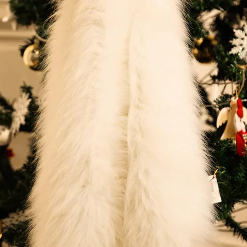 Vista 2 de Tatuo Falda de árbol de Navidad de 20 pulgadas, falda de árbol de invierno de felpa sintética esponjosa de piel blanca para decoraciones de Navidad
