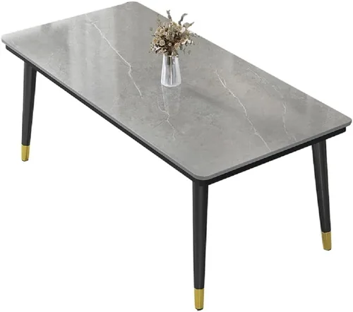 Vista 9 de Mesa de mármol, mesa de comedor con forma rectangular estándar industrial, mesa de comedor con parte superior de piedra sinterizada para cocina