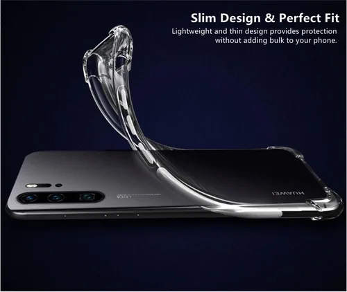 Vista 3 de iCoverCase Compatible con Huawei P30 Pro Funda transparente, TPU suave y transparente con absorción de golpes, funda delgada y delgada - Transparente