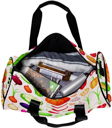 Vista 5 de LEVEIS Healthy Vegetables Sports Duffel Bag Travel Tote Carry on Weekender Gym Overnight Bag for Men & Women