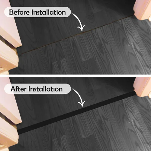 Vista 2 de Rubber Bond Tira de transición de suelo, tiras de vinilo autoadhesivas para suelos laminados, tira divisora plana, fácil de instalar y despegar