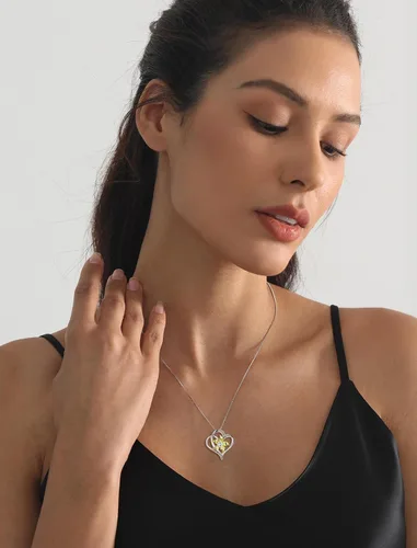 Vista 3 de YL Collar de corazón para mujer, plata esterlina, flor de lirio, colgante de amor, piedras preciosas