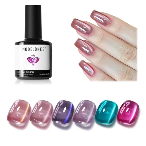 Vista 20 de modelones Imanes de uñas con imán de ojo de gato, ojo de gato, color marrón Juego de imanes de ojo de gato rosa bebé A A A