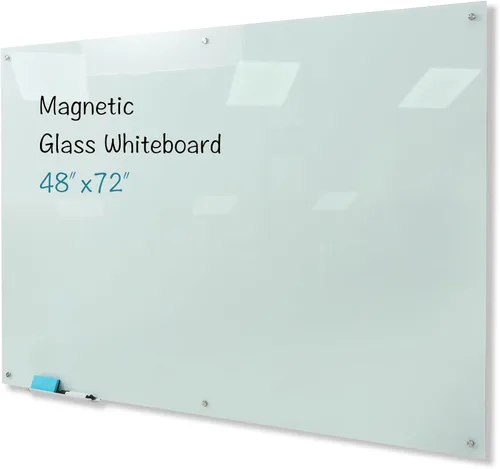 Vista 10 de Pizarra blanca magnética de cristal, 24 x 36 pulgadas, sin marco, pizarra blanca de borrado en seco, superficie montada en la pared para oficina