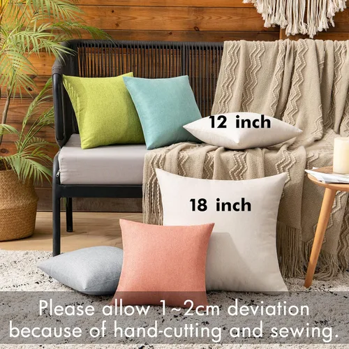 Vista 3 de MIULEE Paquete de 2 fundas de almohada decorativas para exteriores, impermeables, sólidas, de lino sintético, para jardín, granja, patio, tienda
