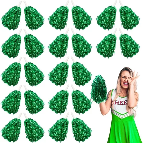 Vista 15 de Lovecheer 24 piezas Pompones de animadora metálicos con asa, pompones de animación para equipo deportivo, espíritu de equipo de animadoras