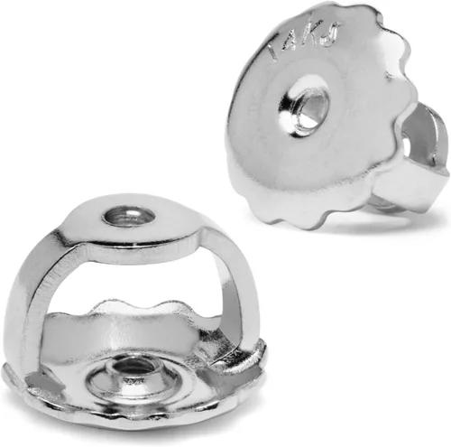 Vista 12 de Everyday Elegance Pendientes sólidos de oro blanco de 14 quilates con dos piezas de repuesto para parte trasera de arete Tornillo roscado
