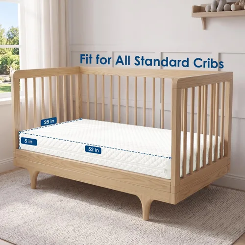 Vista 12 de SCHNAUZER HOME Colchón para cuna, colchón de espuma viscoelástica transpirable de doble cara para bebés y niños pequeños con funda extraíble