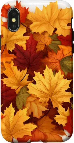 Vista 5 de Carcasa para iPhone 16 con texto en inglés "Fall Foliage Gathering of Autumn Leaves