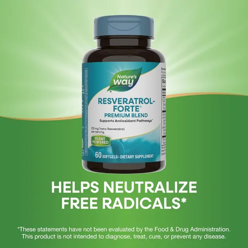 Vista 4 de Nature's Way Resveratrol-Forte, protege de los radicales libres*, 60 cápsulas blandas