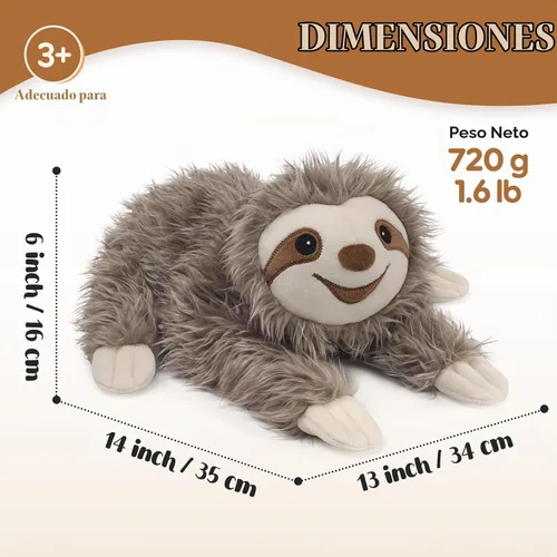 Vista 3 de Animales de peluche de perezoso para microondas, adorable peluche esponjoso de perezoso para calidez y comodidad, juguete de aroma a lavanda