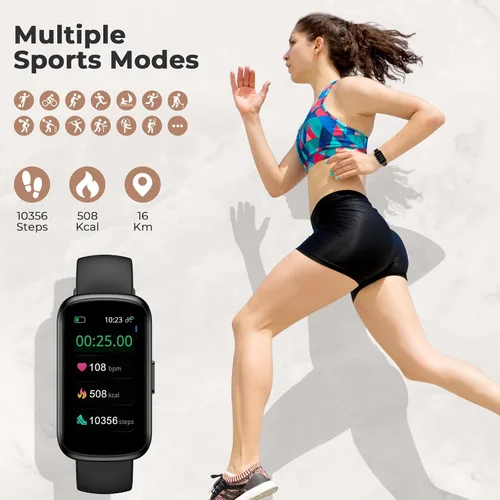 Vista 3 de Pulsera de fitness para mujeres y hombres, reloj inteligente con monitor de oxígeno en sangre, frecuencia cardíaca 24/7, monitor de sueño, calorías