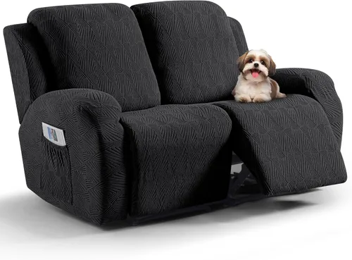 Vista 21 de VANSOFY Fundas para sillas reclinables, 4 piezas, elásticas, de tela jacquard, suave funda para silla reclinable, protector de muebles con parte