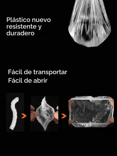 Vista 3 de 10 gorros de ducha desechables grandes para trenzas largas para mujer, talla XL, gorro de ducha de plástico desechable de gran tamaño para rastas