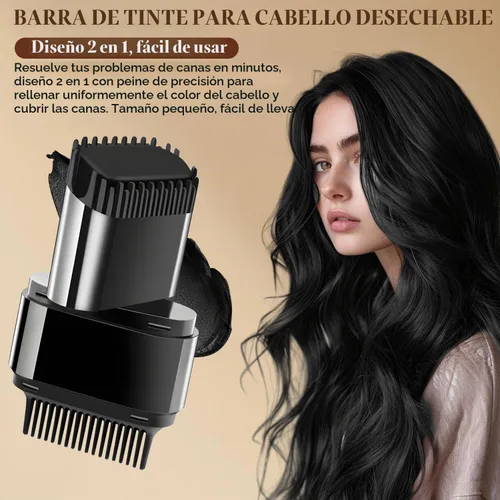Vista 5 de Barra y peine 2 en 1 para teñir el cabello, impermeable y a prueba de sudor, retoque de raíz instantáneo y conveniente para cabello gris, peine