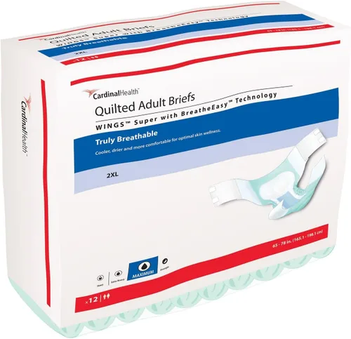 Vista 4 de Cardinal Health™ Wings™ Super - Calzoncillos acolchados para adultos, con tecnología BreatheEasy™, tamaño grande, máxima absorción, pestañas