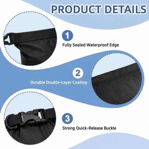 Vista 5 de 3 bolsas secas impermeables, 8L 15L 25L fondo redondo conjunto