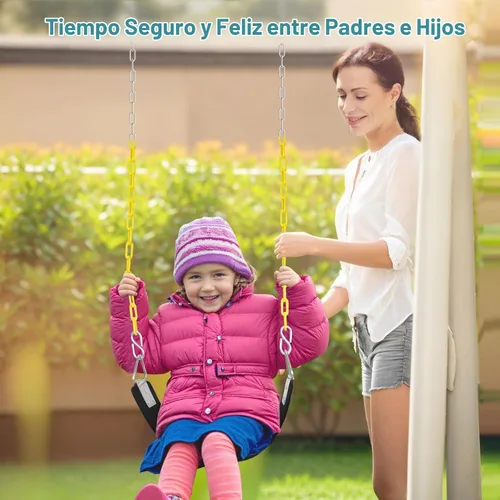 Vista 9 de Juego de columpio con anillo triangular de metal y cadenas antioxidantes de 66 pulgadas, accesorios de reemplazo de columpio con ganchos de presión