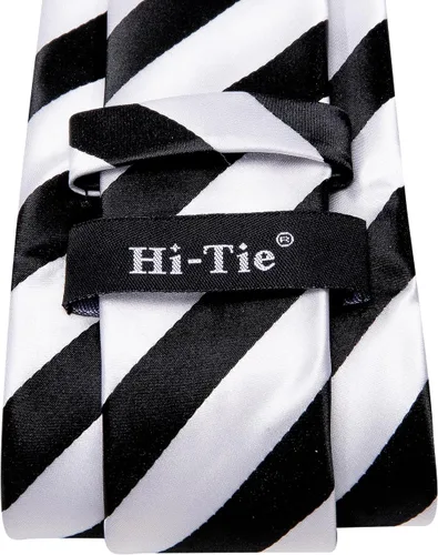 Vista 26 de Hi-Tie Corbatas de seda para hombre, diseño de cachemira a rayas, con bolsillo, gemelos cuadrados, conjunto formal de negocios