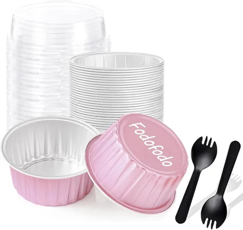 Vista 9 de 20 piezas moldes rectangulares mini para pan con tapas, mini moldes para pasteles con tapas, moldes desechables ramekins tazas para hornear moldes
