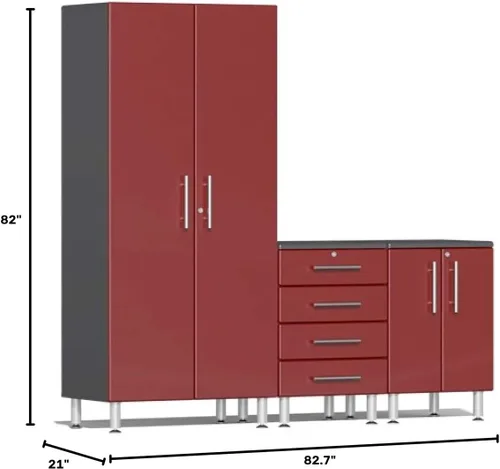Vista 2 de Ulti-Mate UG25030R - Kit de gabinete de garaje de 3 piezas en rojo rubí metálico, gris