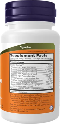 Vista 2 de NOW Foods Suplementos, sistema digestivo óptimo, enzimas de espectro completo, 90 cápsulas vegetales