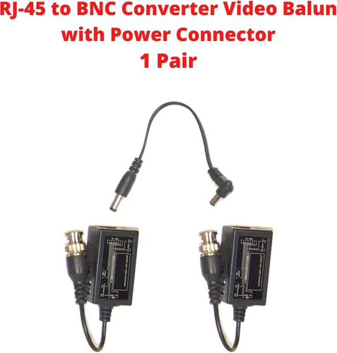 Vista 2 de Evertech Balun de video pasivo con alimentación BNC a RJ45 Cable convertidor Transmisor de potencia de audio de video a través de Cat5e/Cat6