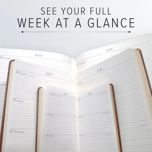 Vista 5 de Gallery Leather Planificador Semanal y Mensual Grande 2025-2026, Calendario Planificador y Cuaderno Elegantemente Encuadernado con Elegantes Bordes