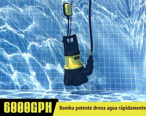 Vista 2 de Bomba sumergible de sumidero de 6000 GPH con interruptor de flotador, bomba de efluente de aguas residuales de 1.5 HP con cable de alimentación