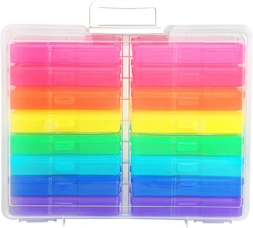 Vista 2 de Estuche de almacenamiento de fotos de 4 x 6 pulgadas con asa, 16 organizadores interiores de fotos, cajas de almacenamiento extra grandes