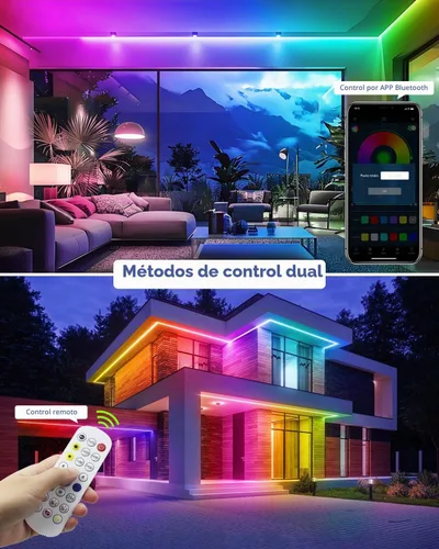 Vista 5 de Tira de luz LED inteligente de 100 pies, RGB IC, 1 rollo de 24 V, tira de luces LED direccionables para exteriores, impermeable, multicolor, luces