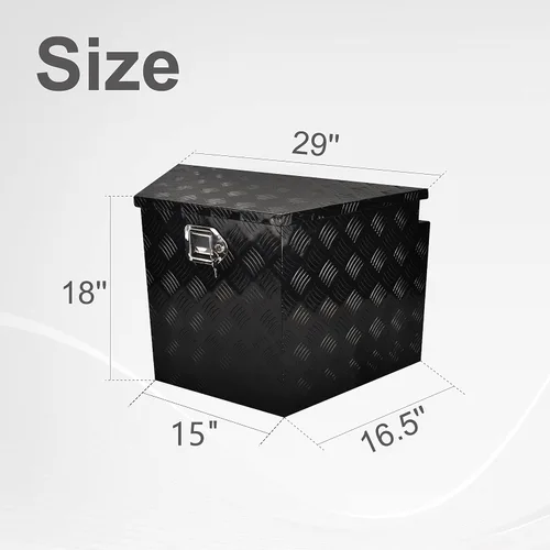 Vista 2 de Caja de herramientas de aluminio de 29 pulgadas para remolque de utilidad, caja de herramientas con lengüeta ancha para remolque de utilidad
