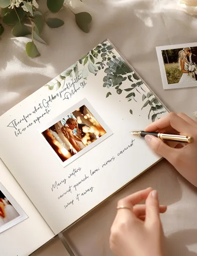 Vista 4 de Libro de invitados de boda, Libro de invitados para recepción de boda, Libro de invitados Polaroid para boda de 100 páginas en papel con tapa dura