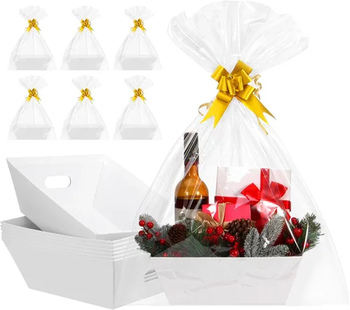 Vista 26 de Paquete de 10 cestas doradas vacías para regalos