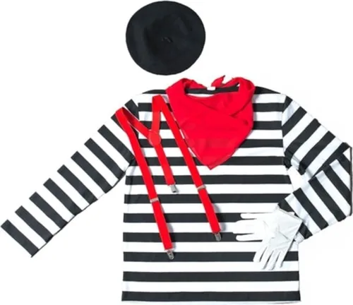 Vista 2 de Conjunto de disfraz de Halloween de mimo francés para mujer y junior