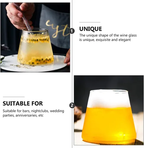 Vista 8 de Happyyami Mount Glass - Taza de cerveza creativa de cristal, 2 unidades, taza de vidrio de 10.1 fl oz, taza de café helado para jugo, latte