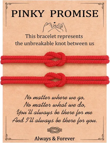 Vista 9 de UNGENT THEM Pinky Promise Forever Knot - Pulseras a juego para parejas, cumpleaños, aniversario, San Valentín, Navidad, regalos para novio y novia