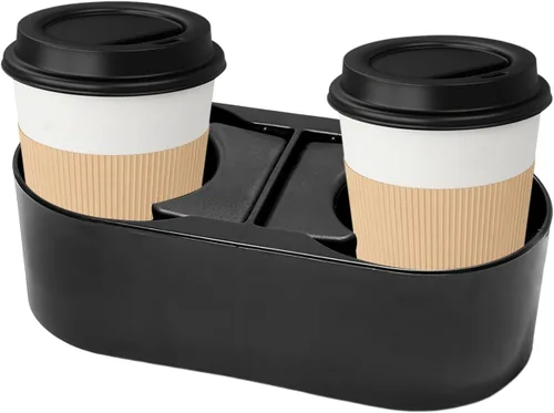 Vista 7 de Portavasos para automóvil, soporte doble para bebidas, organizador de consola central multifuncional, 3 x 7 x 2 pulgadas, organizador de bebidas