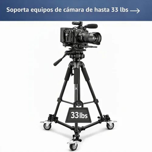 Vista 3 de Elite Series - Trípode universal profesional con ruedas de bloqueo y bloqueo de un solo paso para todas las cámaras y videocámaras y un paño