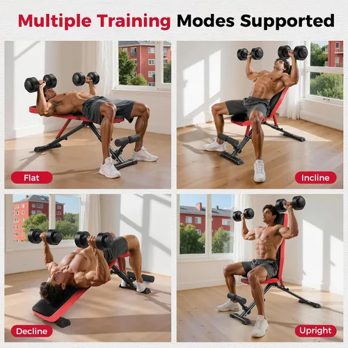 Vista 5 de FLYBIRD Adjustable Weight Bench, Full Body Workout Bench for Home Garage Gym Strength Training, Incline Flat Decline for Sit Up Bench Press