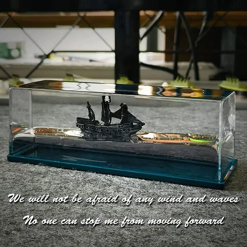 Vista 6 de Honsheng Juguete simulador de pirata de perla negra insundable, bote ondulado en una caja, adorno de decoración de barco fluido de crucero de onda