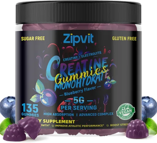 Vista 8 de zipvit Gomitas de monohidrato de creatina (0.18 onzas), energía previa al entrenamiento y apoyo al crecimiento muscular para hombres y mujeres