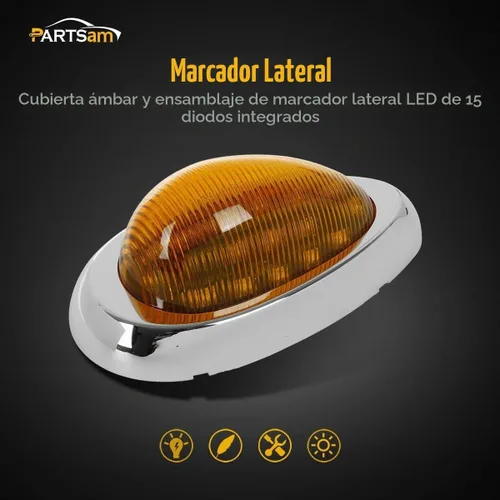 Vista 2 de Partsam Kit de luces LED de repuesto para Freightliner Century/Columbia, 5 luces rectangulares ámbar 6LED para techo de cabina + 2 luces marcadoras