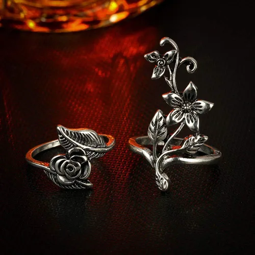 Vista 4 de Juego de 4 anillos vintage bohemios para mujer plata talla única