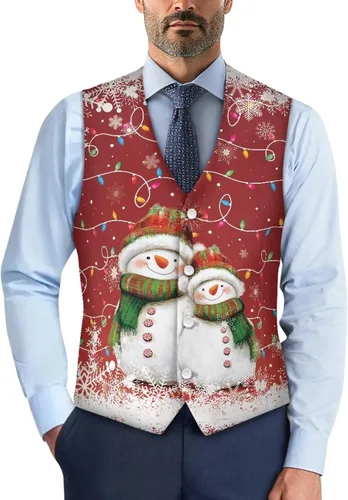 Vista 11 de TODIYADDU Single Breasted Sleeveless Vest for Men Tuxedo Vest Mushroom