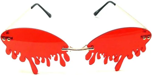 Vista 2 de Dweebzilla Gafas de sol de lujo ovaladas con forma de salpicadura de sangre sin montura