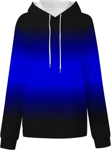 Vista 6 de DOLKFU Sudadera para mujer, de gran tamaño, con cordón, con gráfico, degradado, casual, holgada