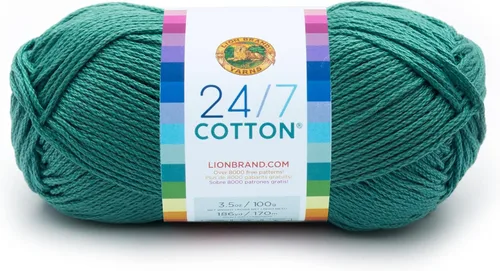 Vista 60 de Lion Brand Yarn - Hilo ligero 24/7 de algodón para tejer, hacer ganchillo y manualidades, Ámbar, paquete de 1 Light Worsted 100% Mercerized Cotton