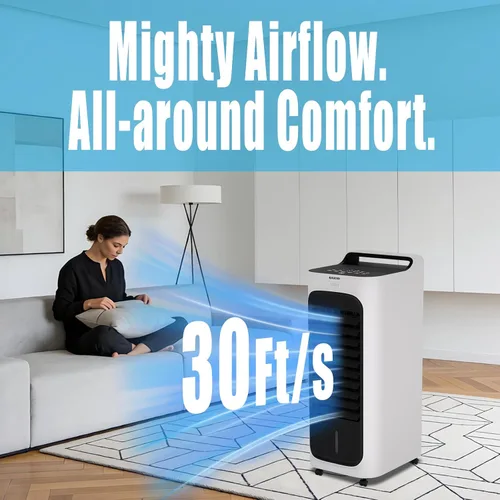 Vista 9 de Ventilador eléctrico de torre de enfriamiento 2 en 1 y calentador utilizado en verano e invierno para dormitorio, oficina en casa, habitación grande